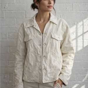 vintage susan bristol quilted jacket nwt cream shabby chic cottagecore XL